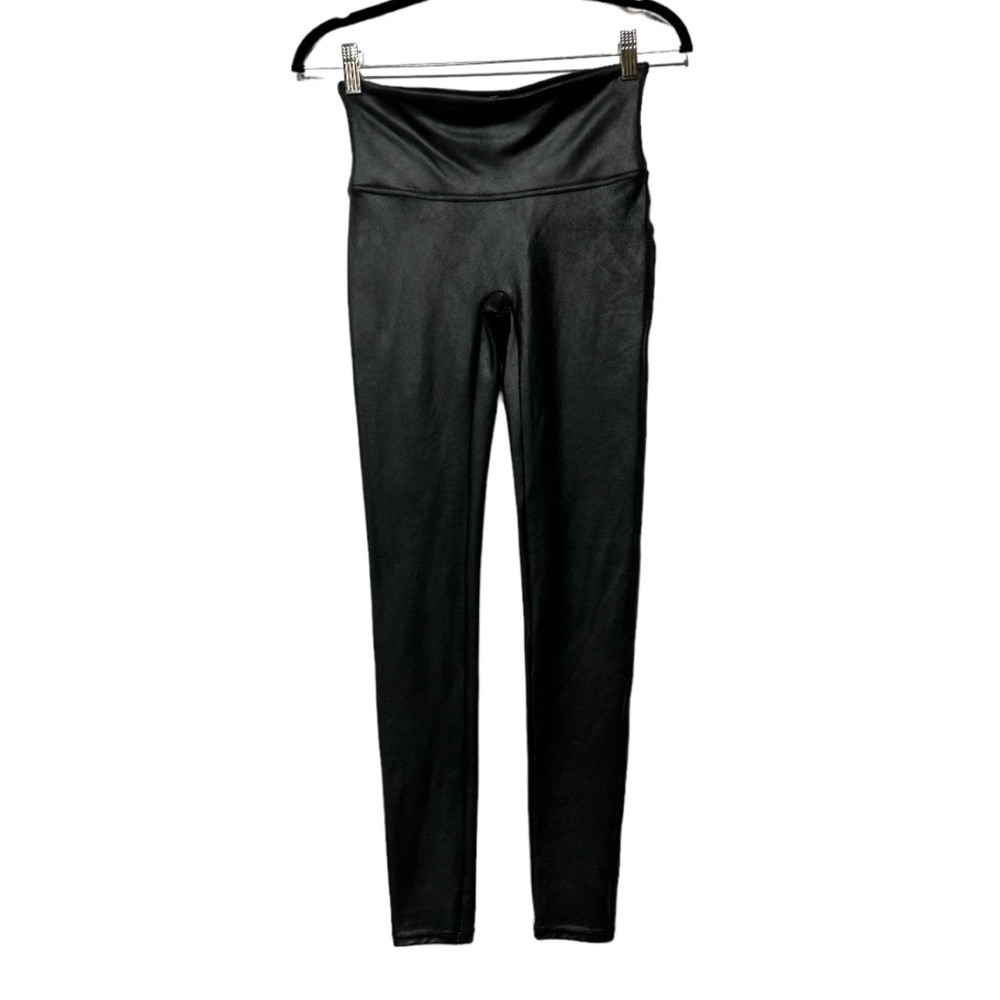 SPANX Black Faux Leather Leggings Sz Medium NEW - Picture 3 of 13